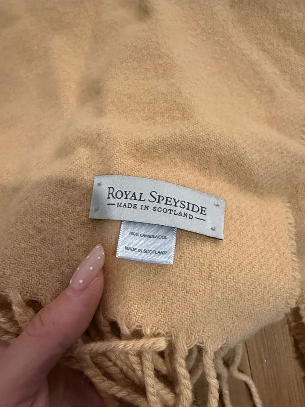 Cream Fringe Throw Scarf *just dry cleaned! 100% lambswool